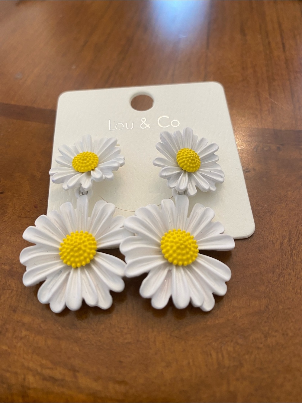 Lou & Co White and Yellow Daisy Earrings